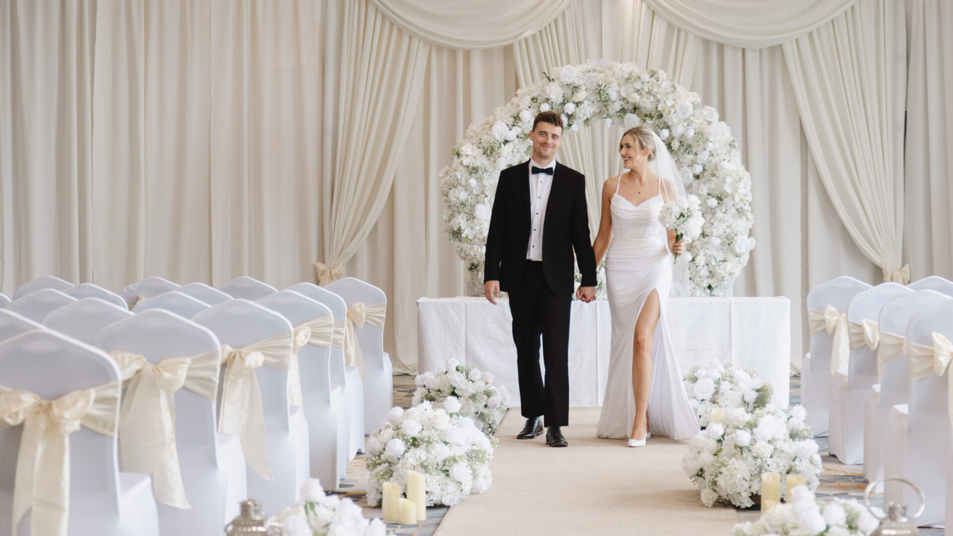 Aisle shot with a view overlooking the sea The Grand Hotel in Malahide