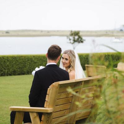 Bride and Groom overlooking the sea The Grand Hotel in Malahide 1