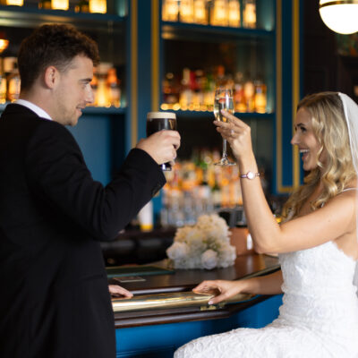 Wedding drinks in bar Guinness and prosecco The Grand Hotel in Malahide